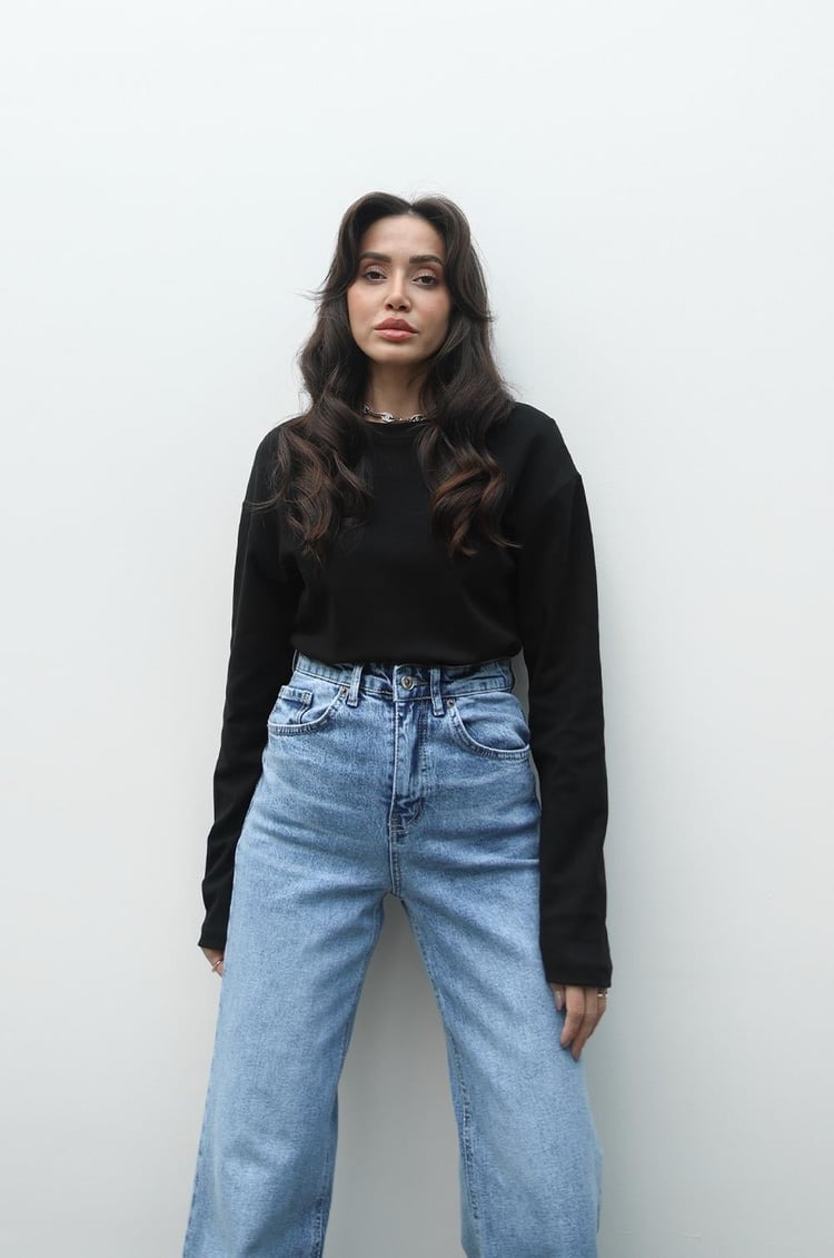 Siyah İnterlok Dokulu Sweatshirt