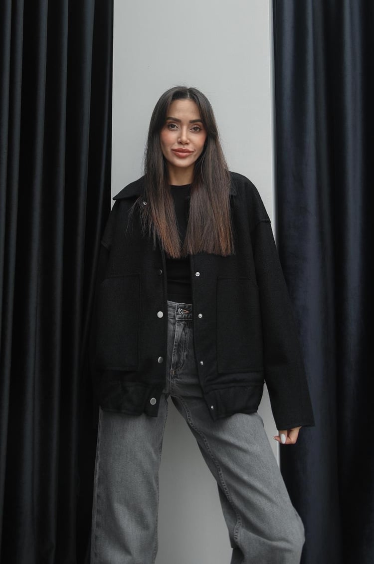 Siyah Lahey Bomber Ceket