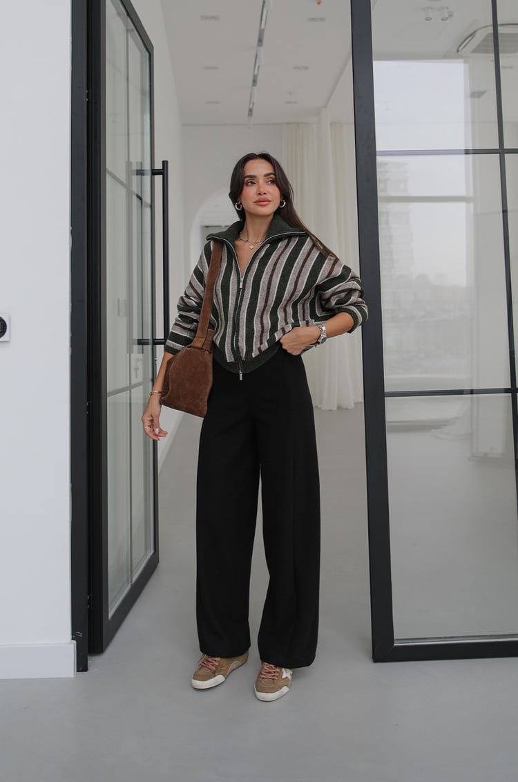 Siyah Luvıa Selanik Örme Pantolon