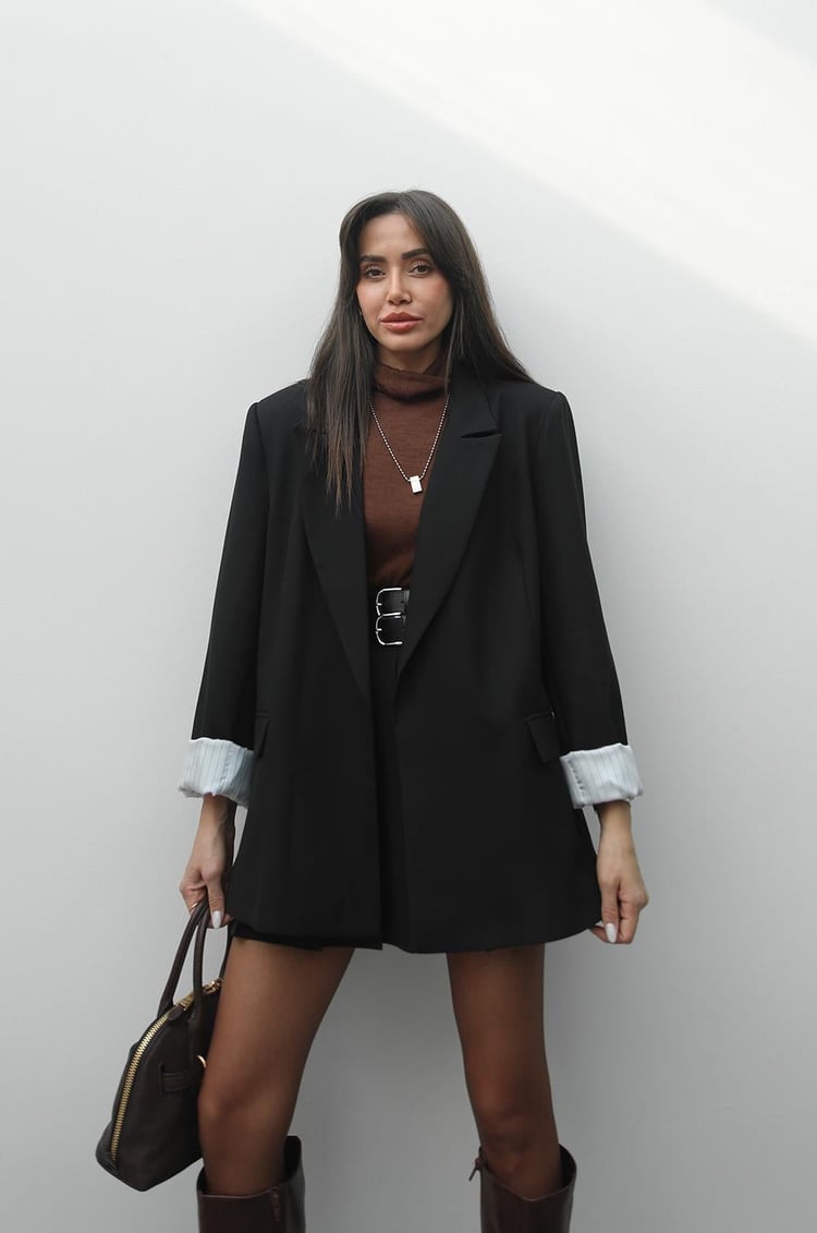 Siyah Poliviskon Blazer Ceket