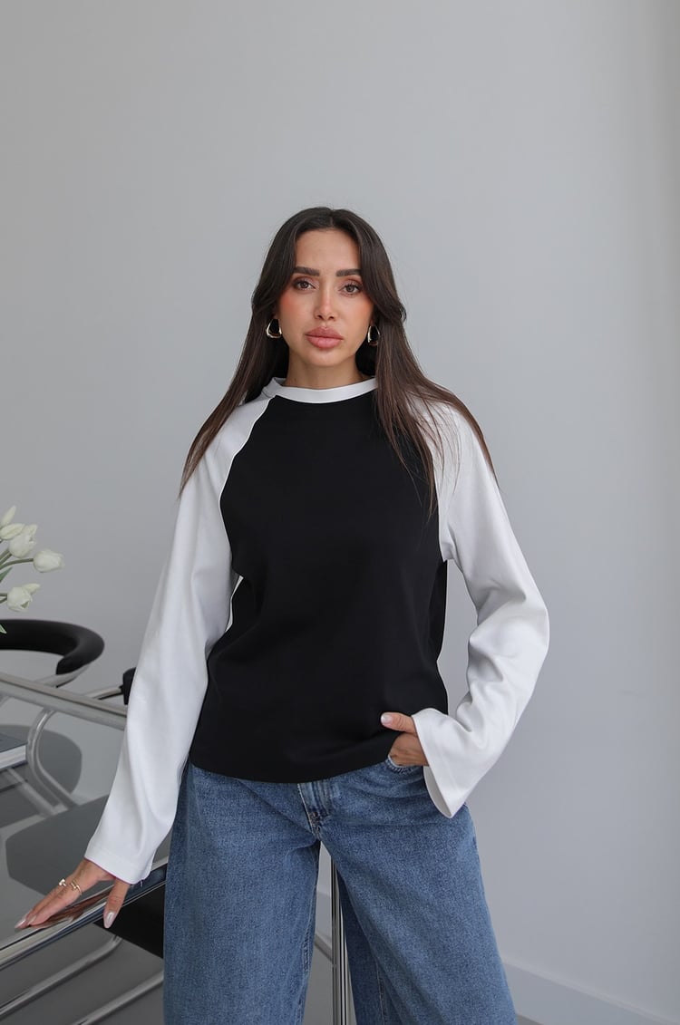 Siyah Reglan Kol Sweatshirt