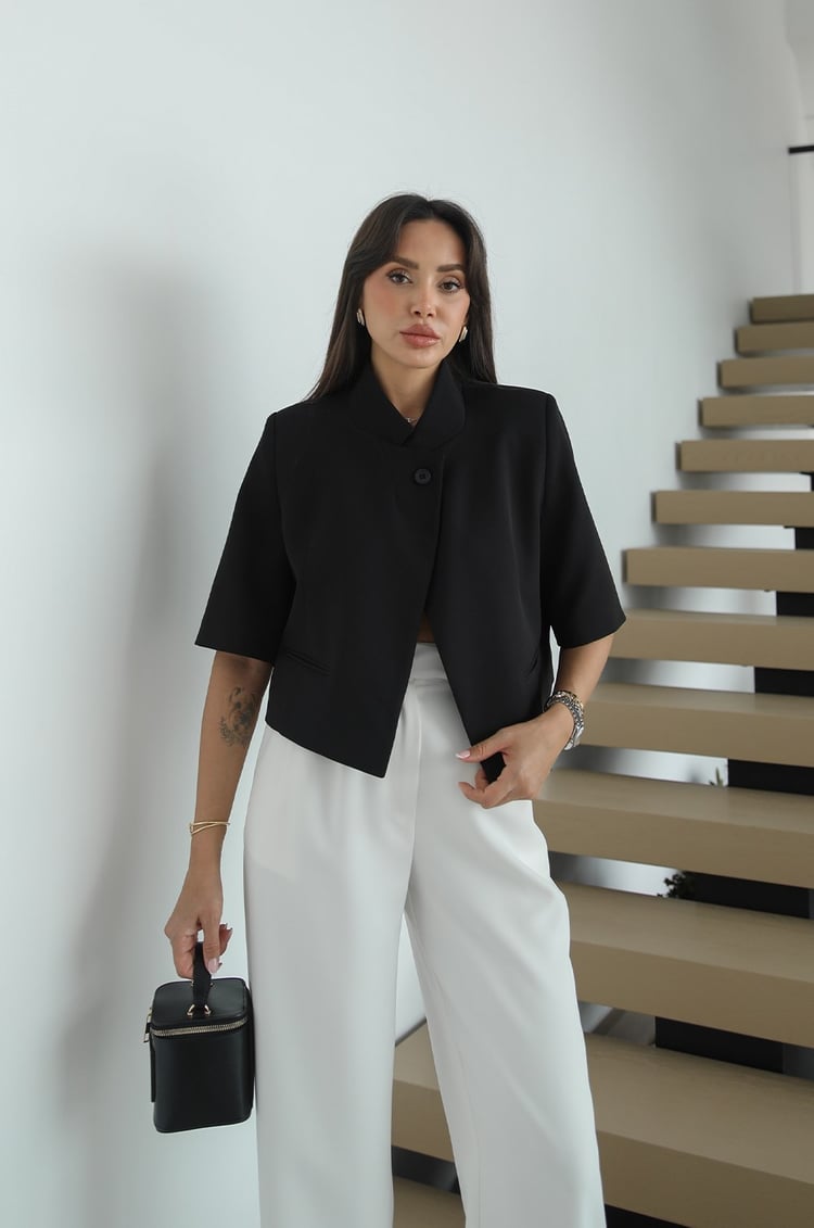 Siyah Sanford Crop Blazer Ceket