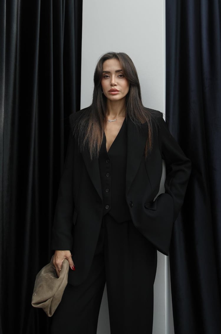 Siyah Shannon Vatkalı Blazer Ceket
