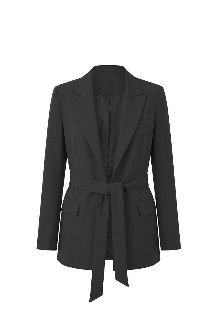 Siyah Sydney Kuşaklı Blazer Ceket 