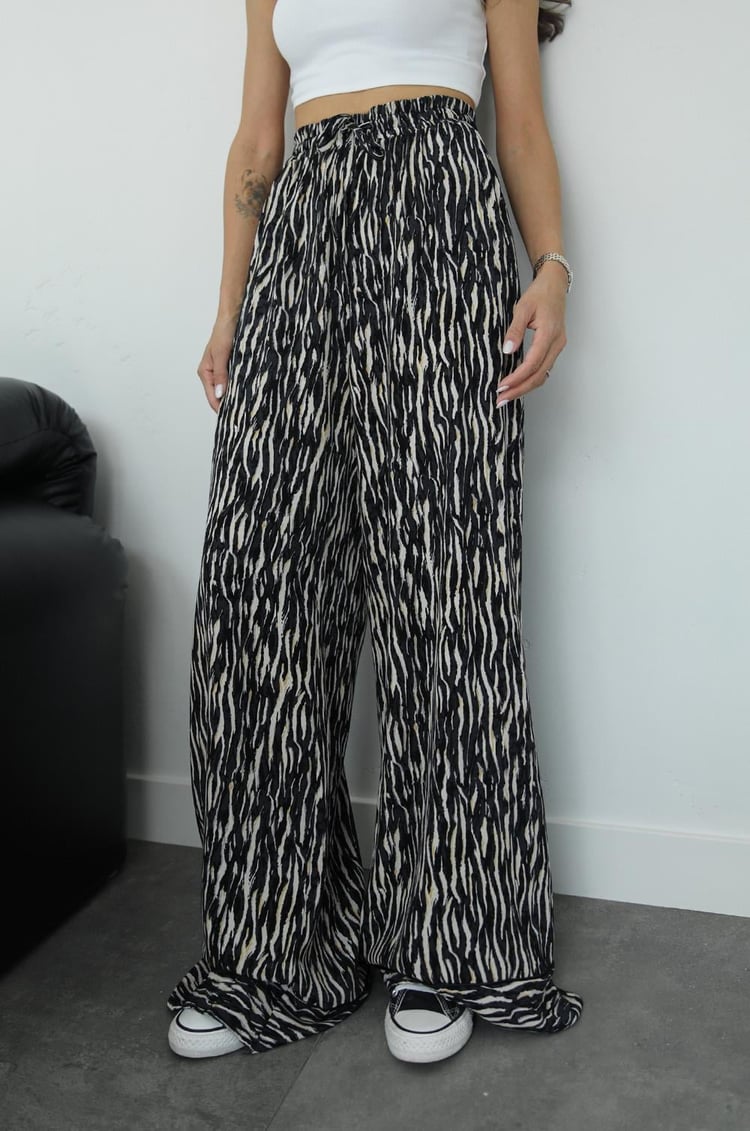 Zebra Desenli Bol Paça Pantolon