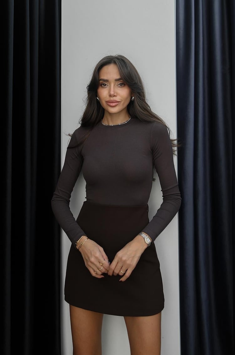 Acı Kahve Alttan Çıtçıtlı Kapamalı Bodysuit