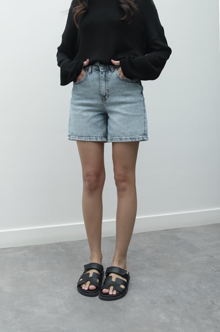 Açık Mavi Fit Denim Şort