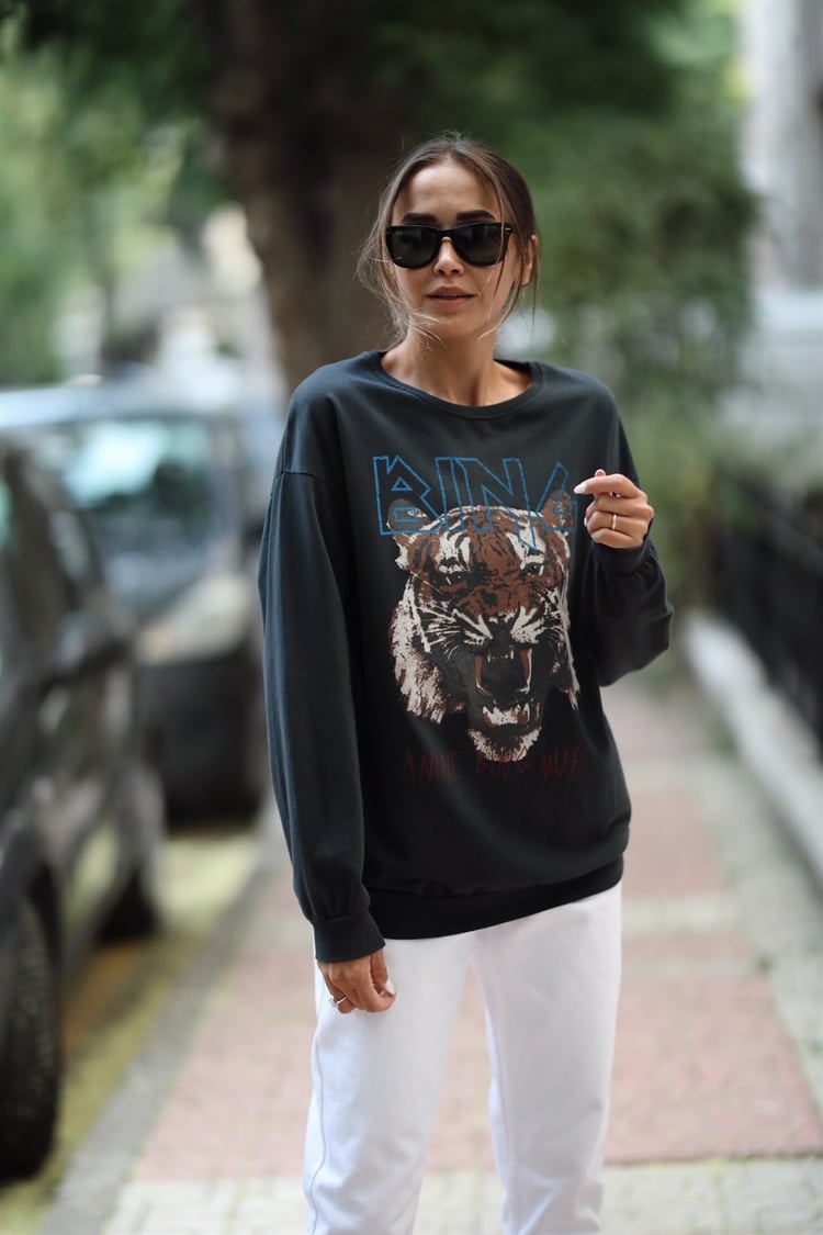 Anine Bing Tiger Baskılı Sweatshirt