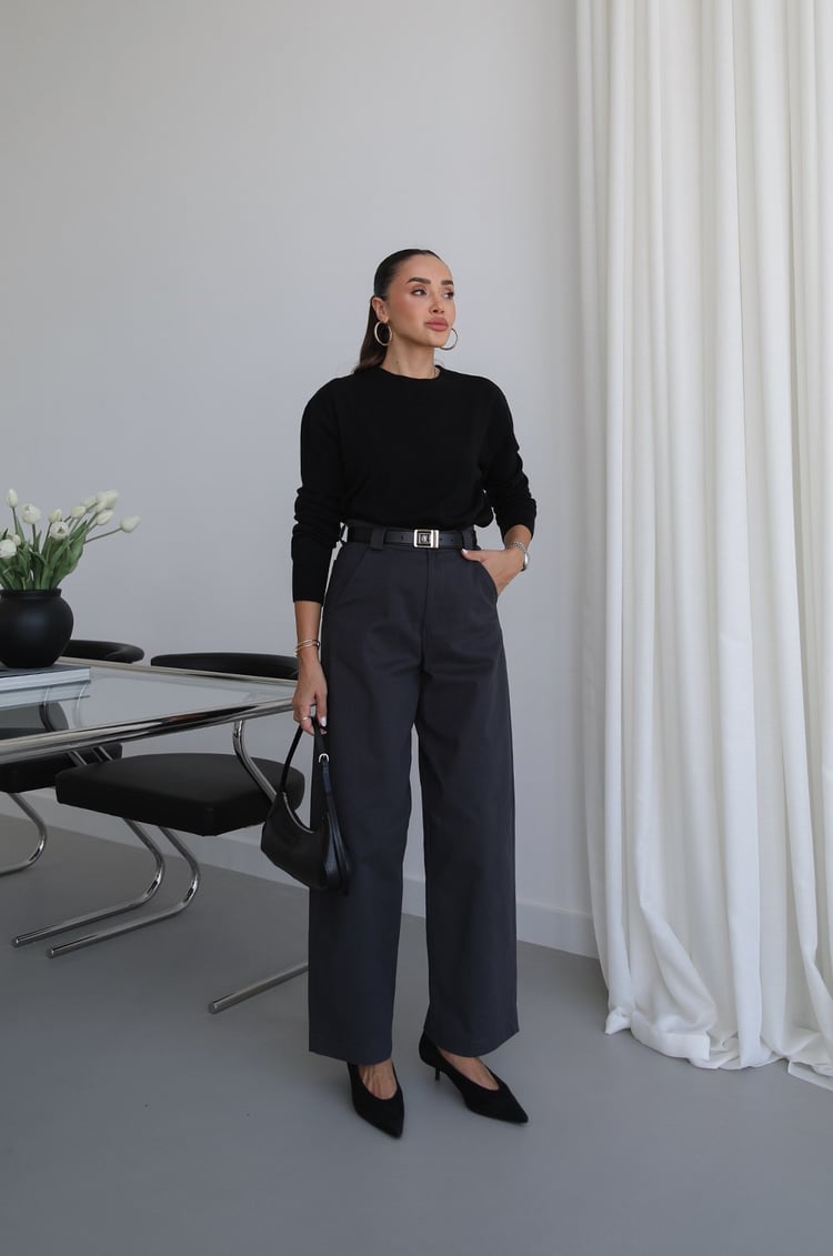 Antrasit Curved Barrel Pantolon