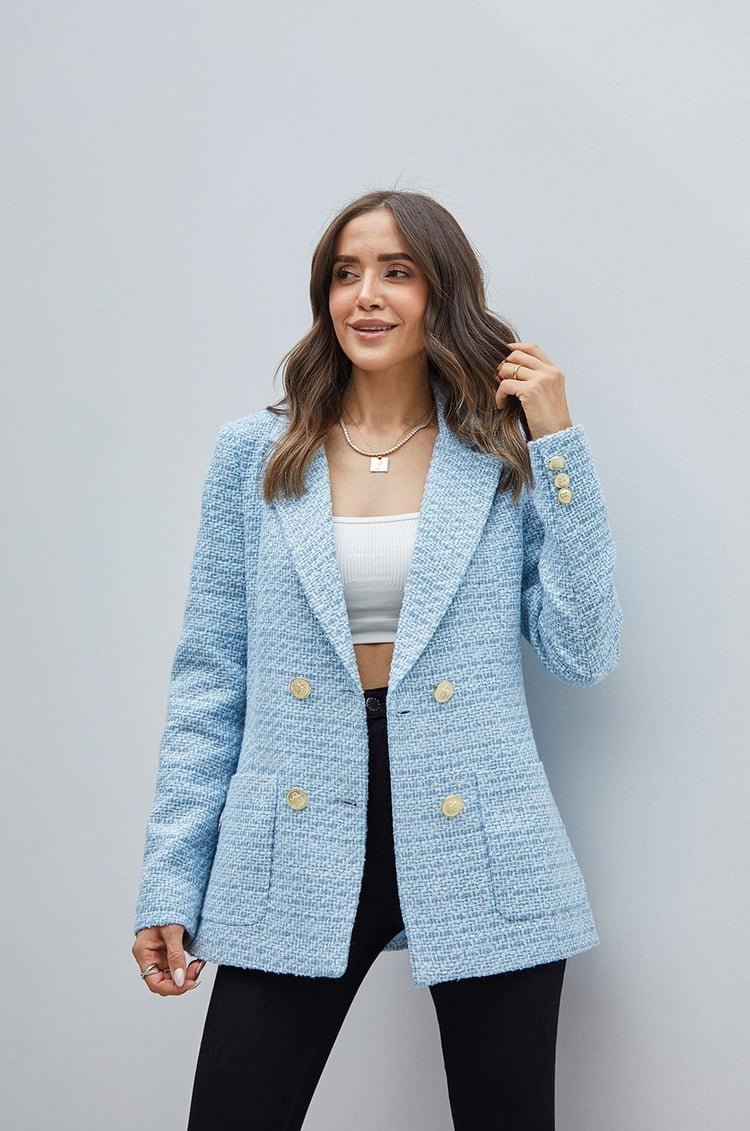 Bebe Mavisi Tüvit Blazer Ceket