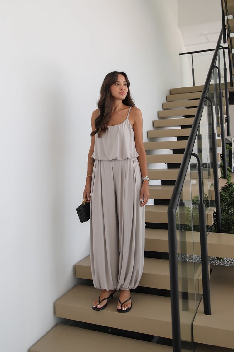 Bej Aurora Balon Bluz Pantolon Takım 