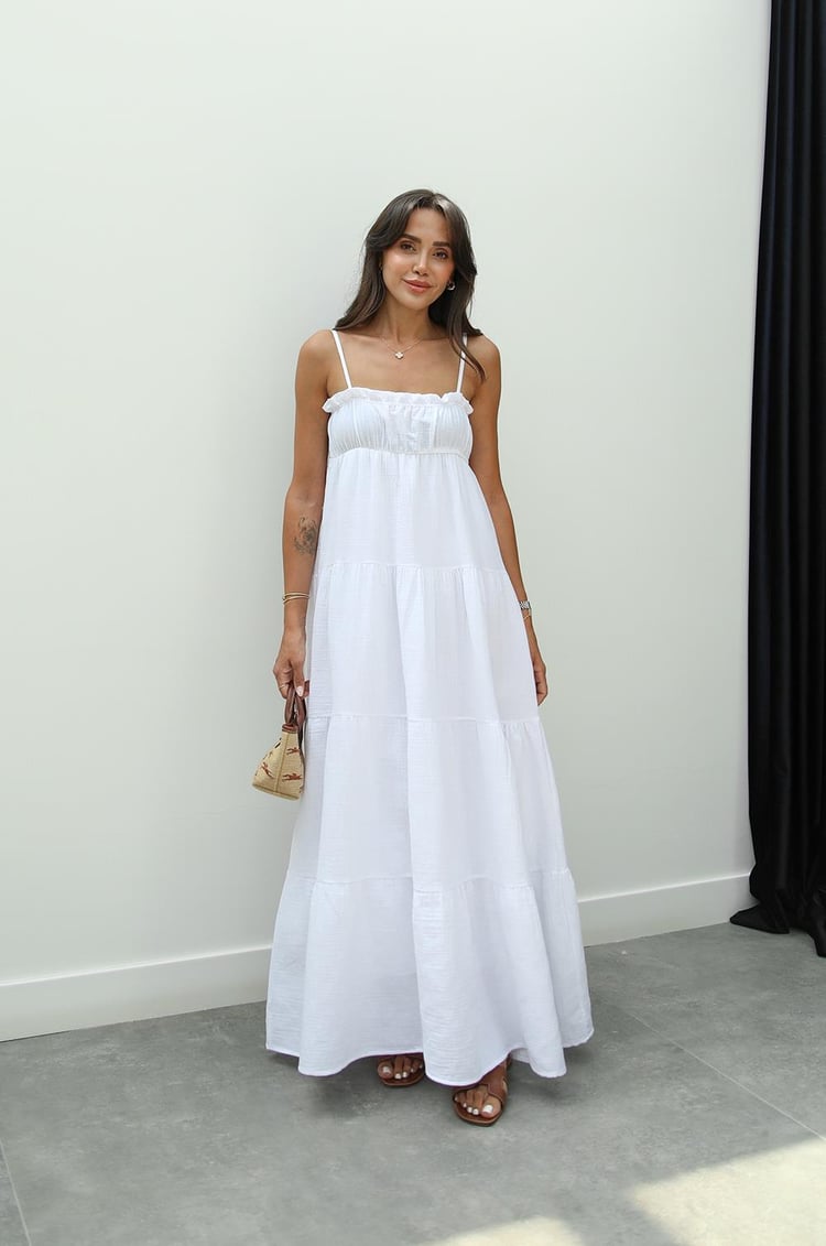Beyaz Harney Müslin Elbise