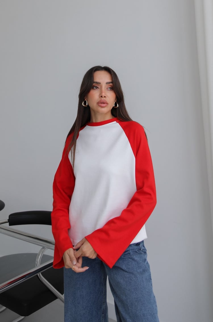 Beyaz Reglan Kol Sweatshirt