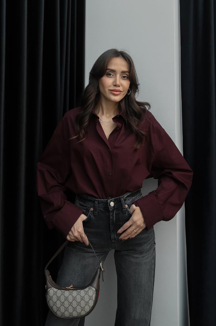 Bordo Oversize Gömlek