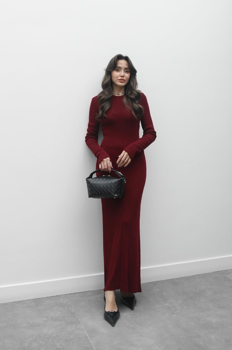 Bordo Romano Triko Elbise