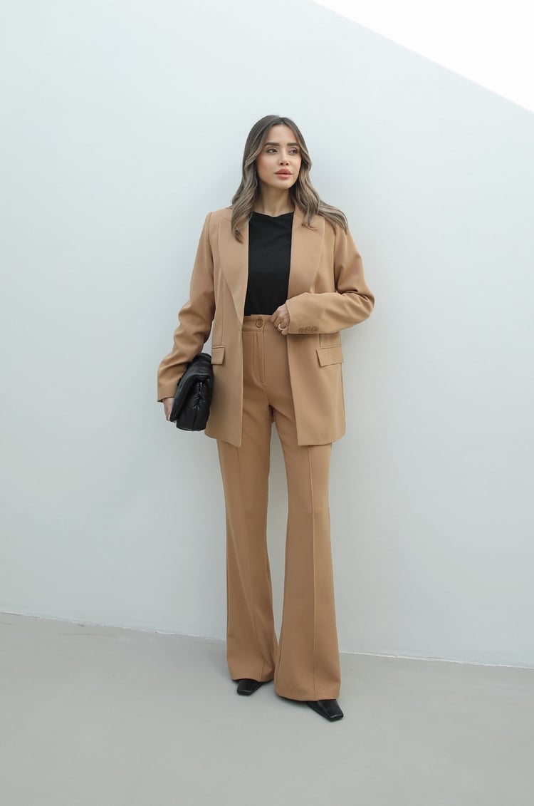 Camel İspanyol Pantolon Blazer Premium Takım