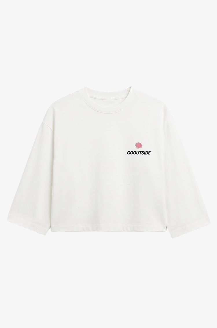 Ekru Go Outside Baskılı Sweatshirt