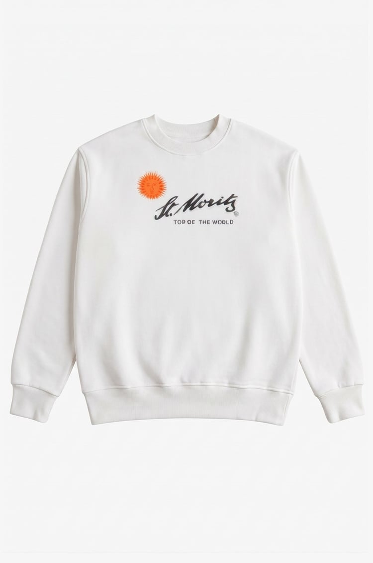 Ekru St Moritz Baskılı Sweatshirt