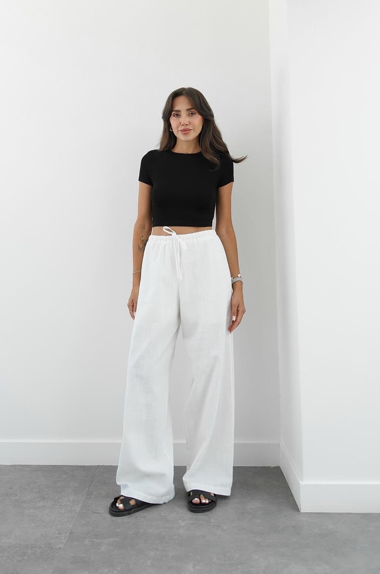 Ekru Vump Keten Pantolon