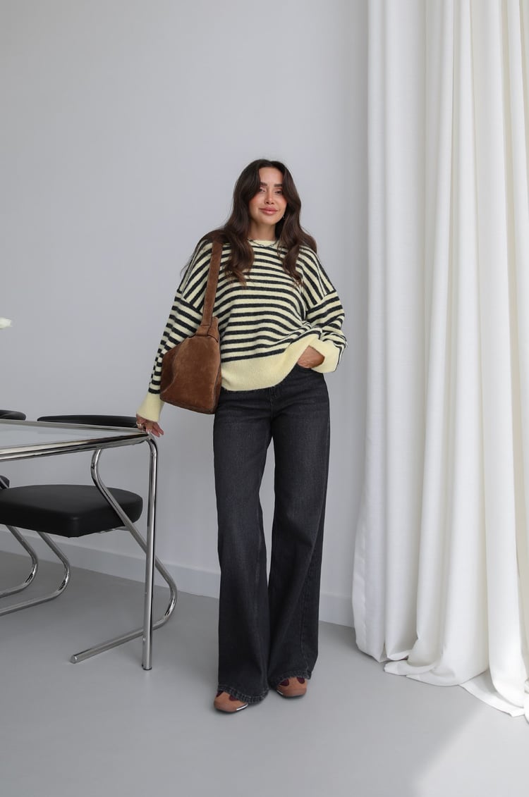 Füme Tintli Wide Leg Jean
