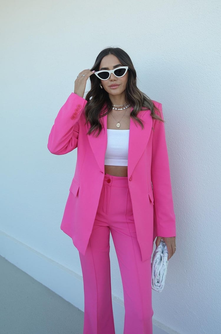 Fuşya İspanyol Pantolon Blazer Premium Takım