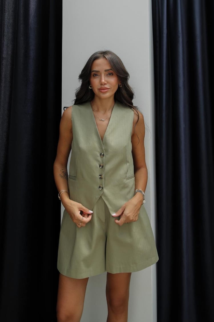 Haki Molle Yelek Şort Takım