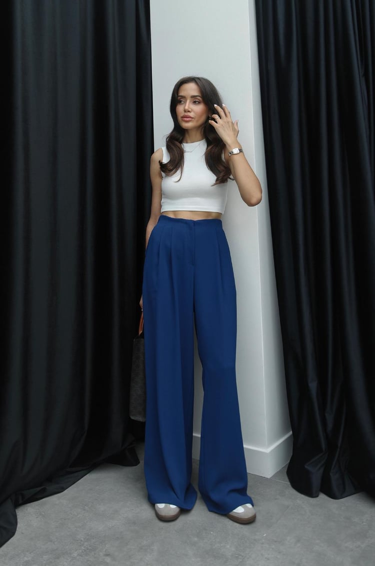 İndigo Grazia Pileli Pantolon