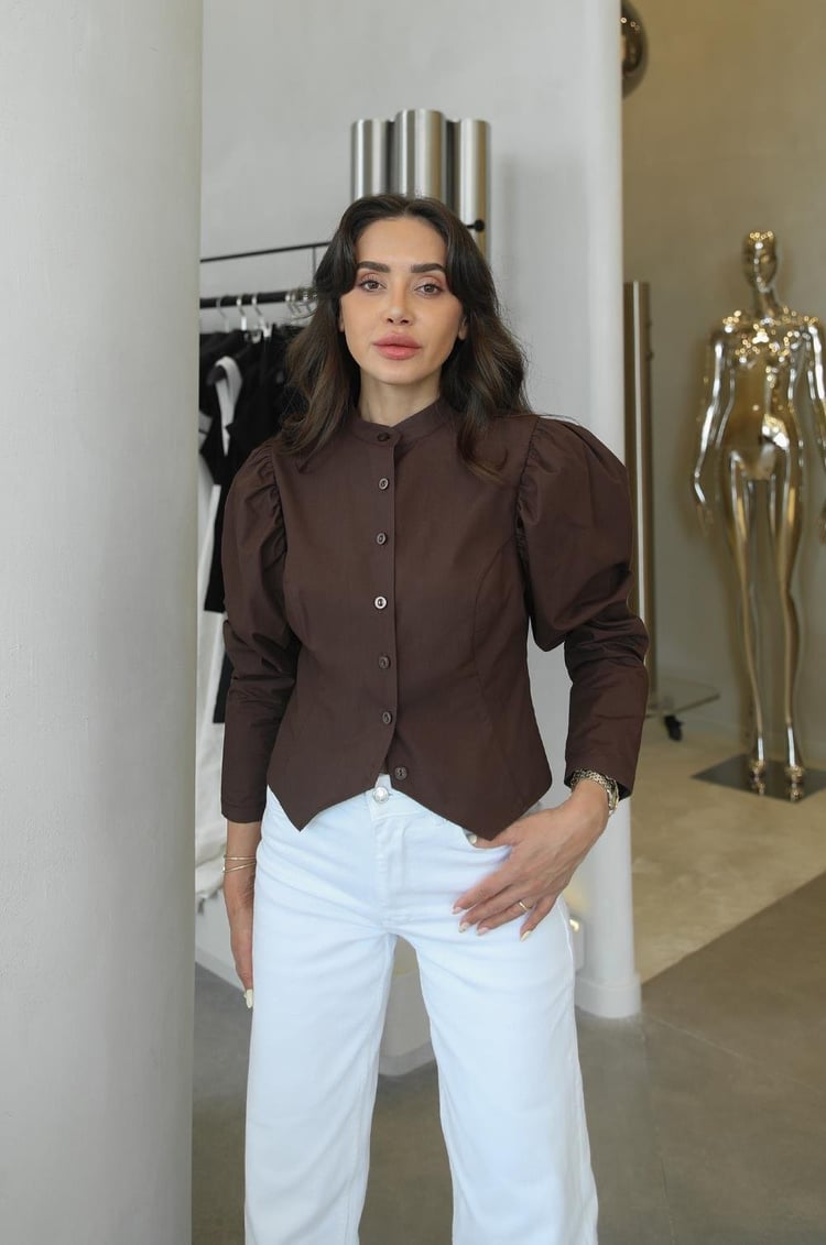 Kahverengi Lilyana Gömlek