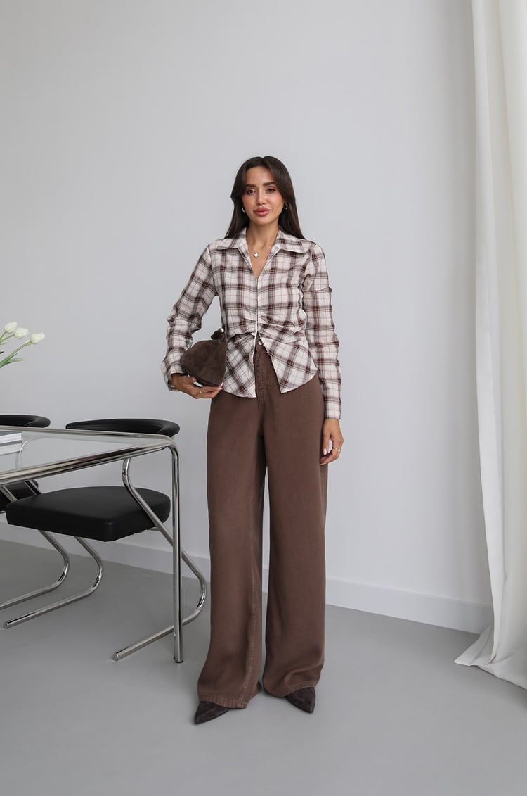 Kahverengi Lowell Wide Leg Jean