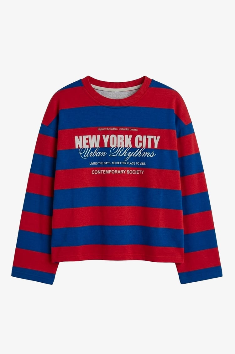 Kırmızı New York City Baskılı Sweatshirt