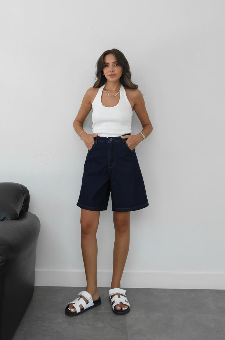 Lacivert Bermuda Denim Şort