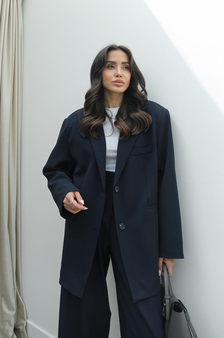 Lacivert Keila Vatkalı Blazer Ceket