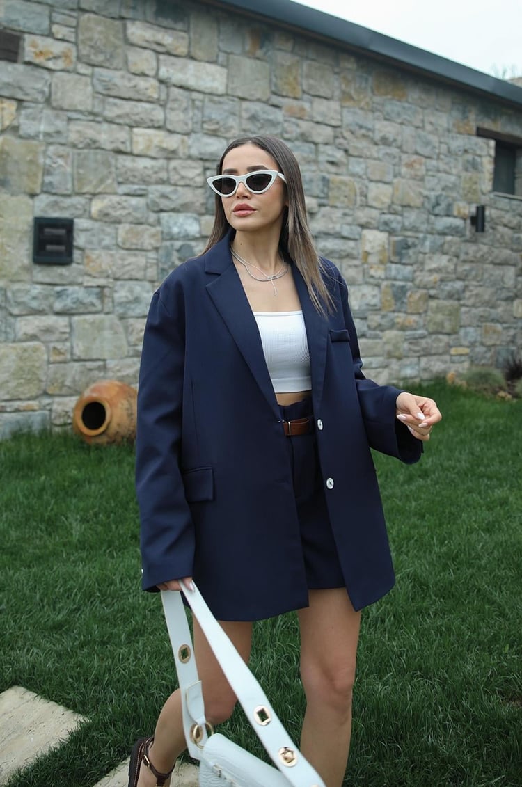 Lacivert Oversize Blazer Ceket