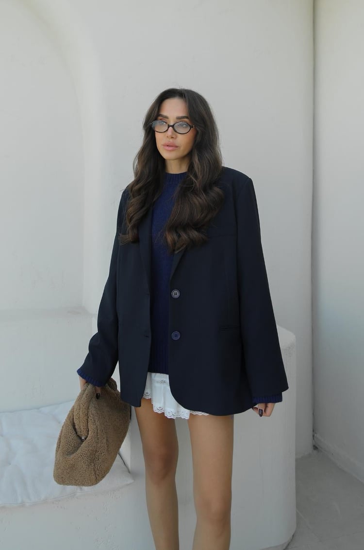 Lacivert Oversize Blazer Ceket