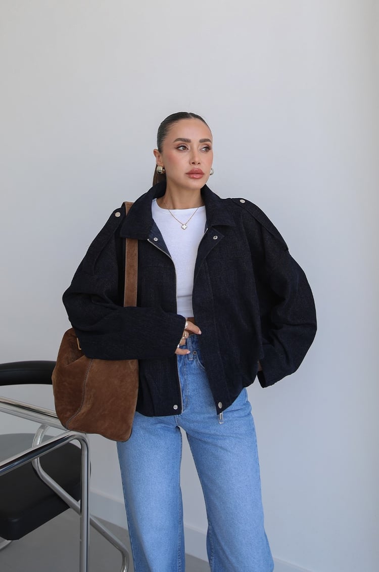 Lacivert Oversize Bomber Ceket