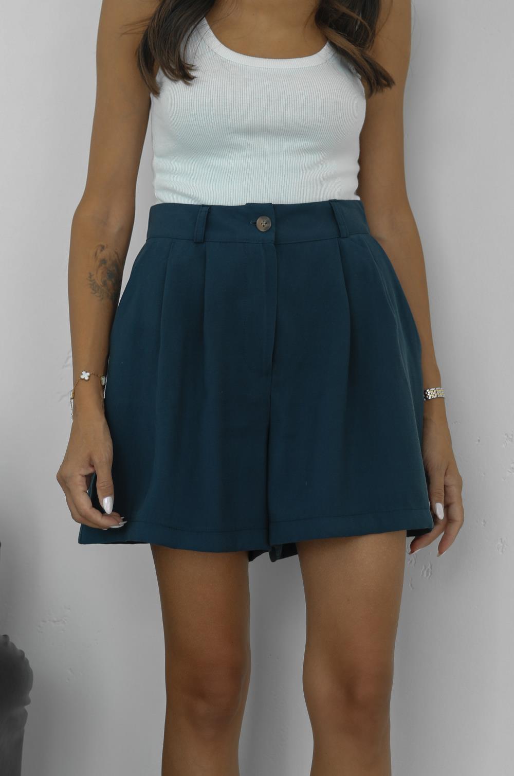 Lacivert Tencel Şort