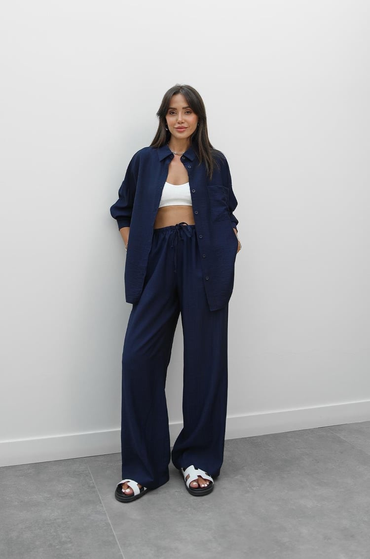 Lacivert Zano Gömlek Pantolon Takım