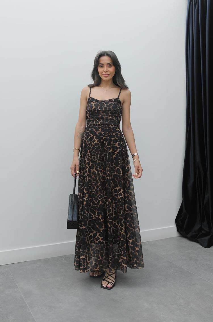 Leopar Volanlı Elbise