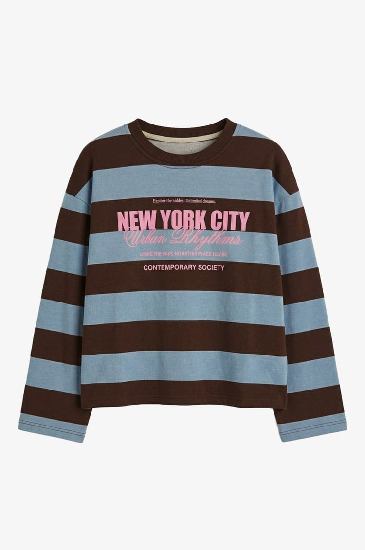 Mavi New York City Baskılı Sweatshirt
