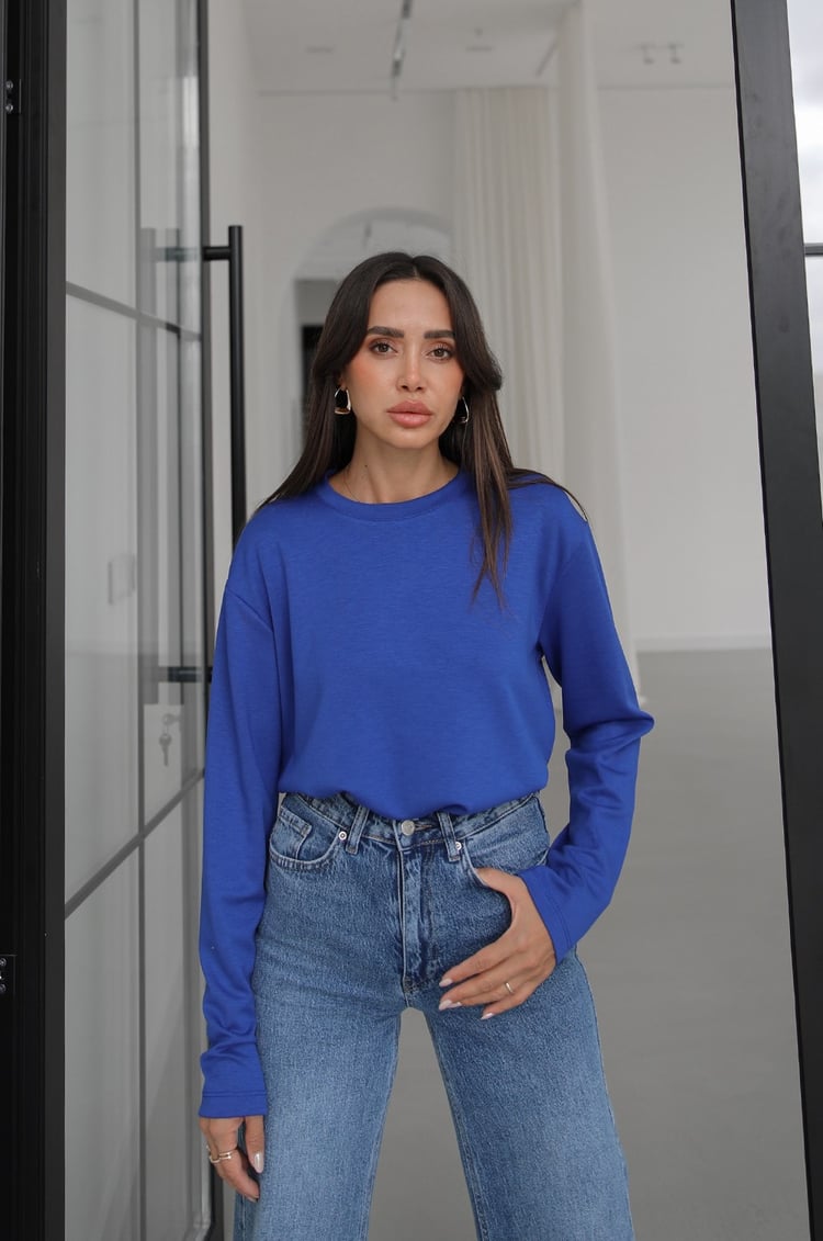 Mavi Tinta Bisiklet Yaka İnce Sweatshirt