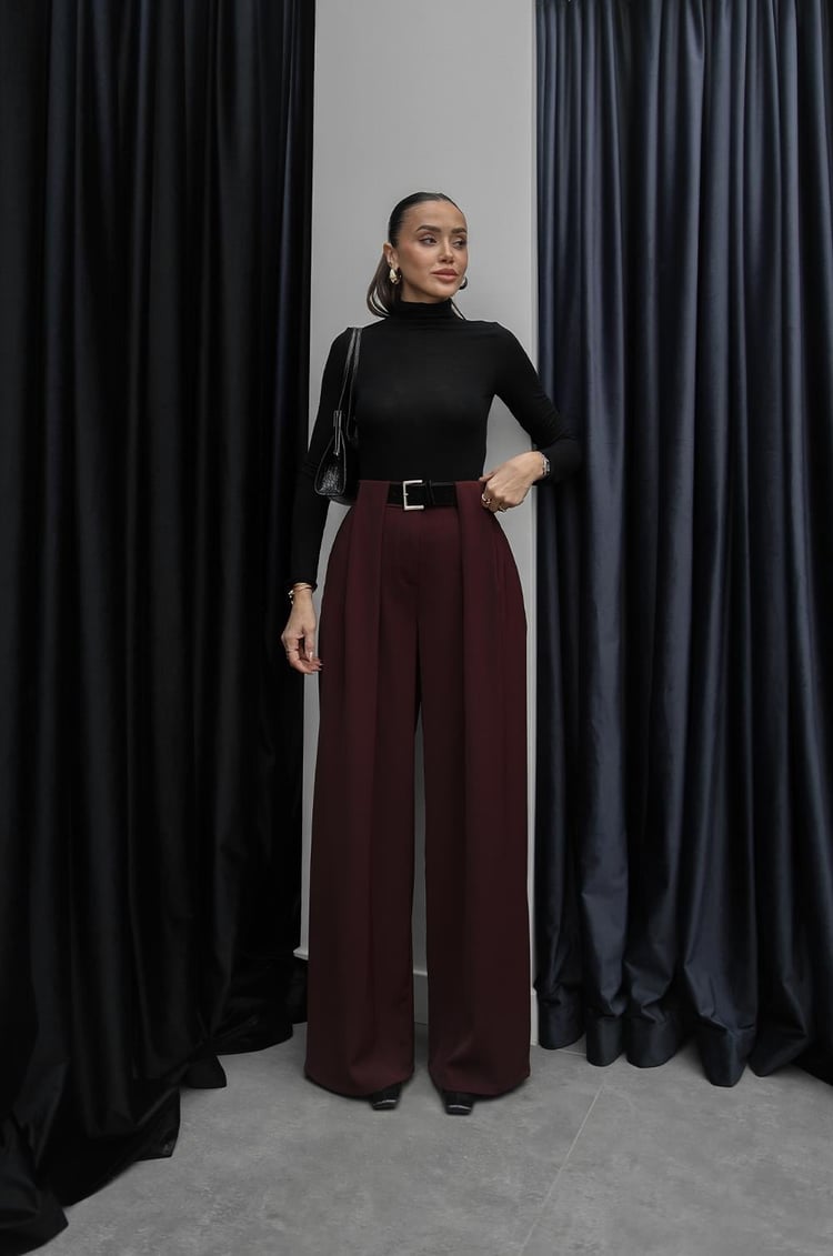 Mürdüm Köprü Detaylı Kemerli Pantolon