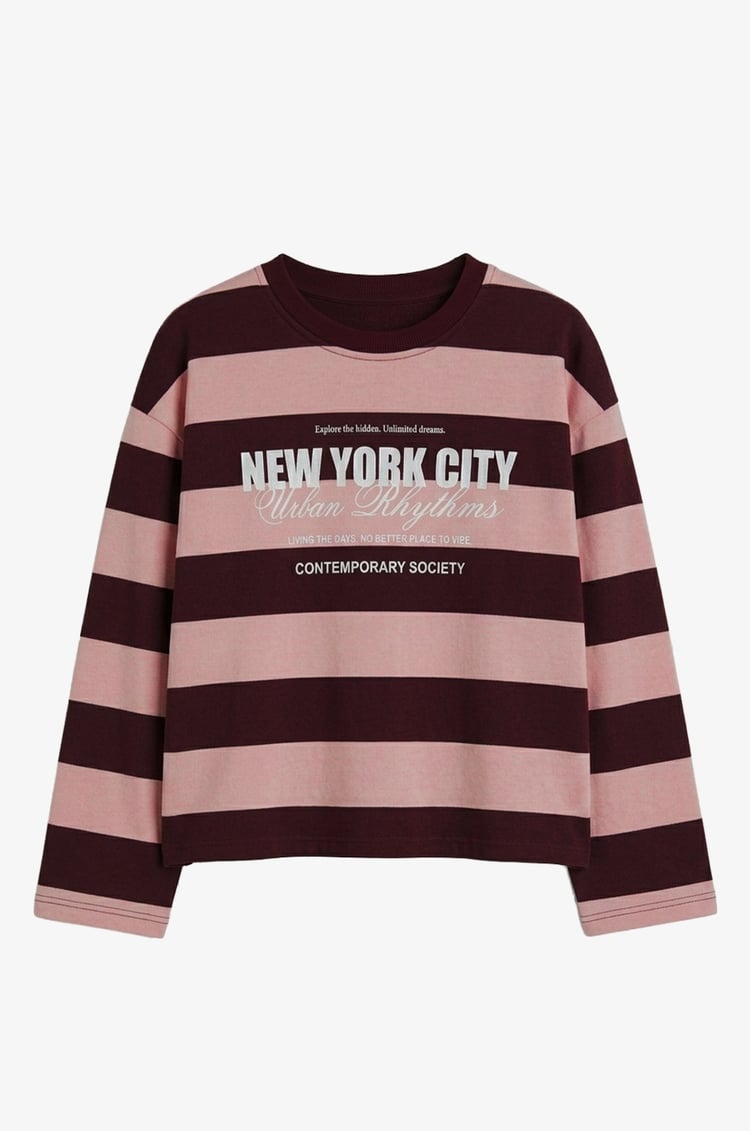 Mürdüm New York City Baskılı Sweatshirt