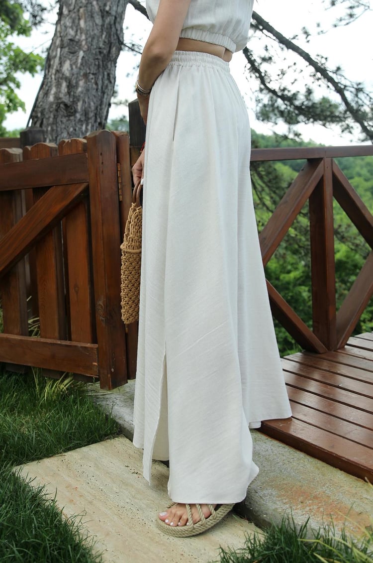 Natural Sıfır Kol Crop Etek Takım