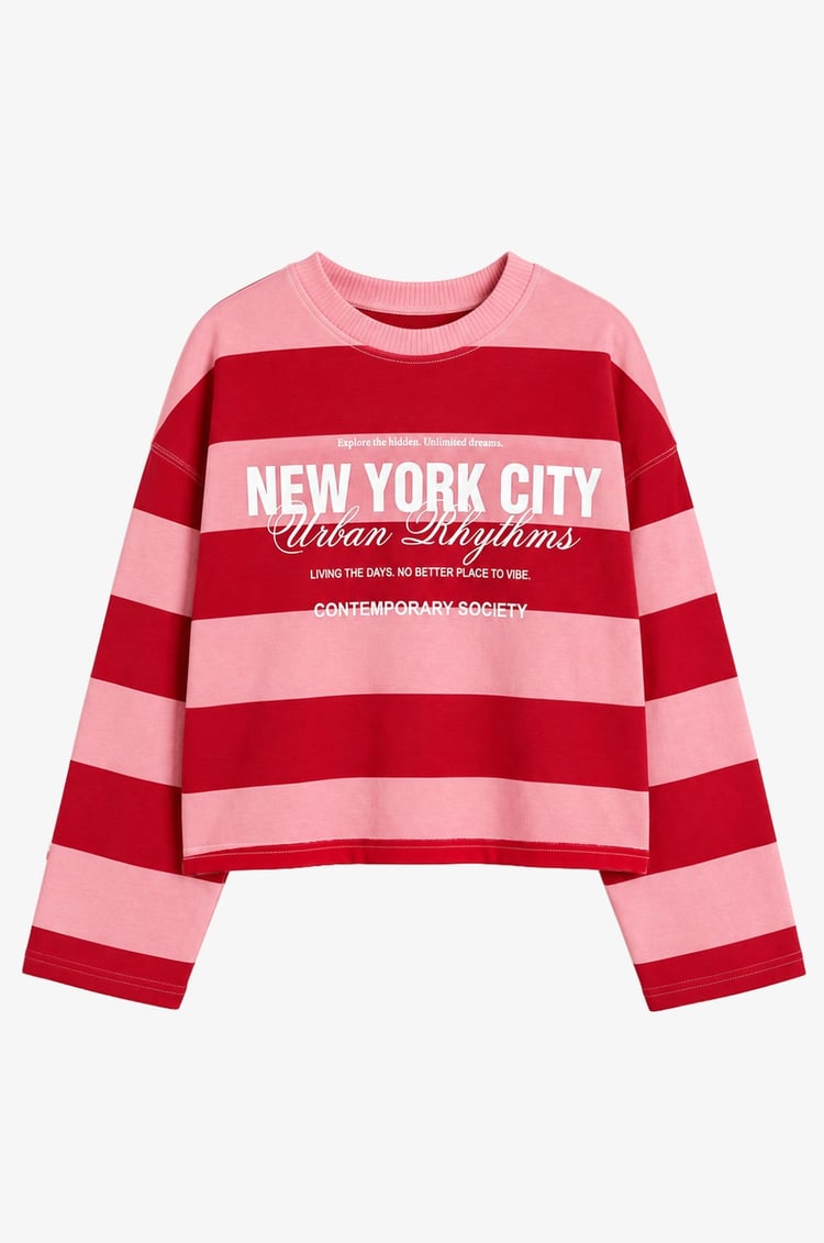 Pembe New York City Baskılı Sweatshirt