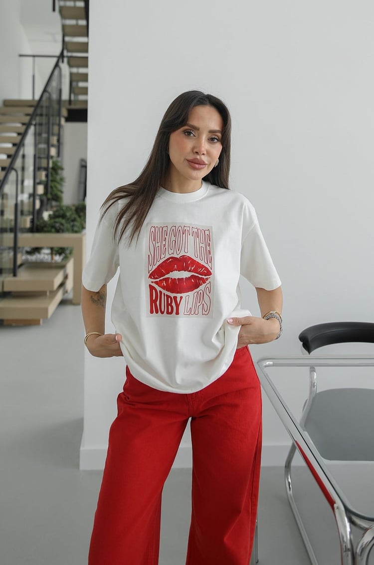 Ruby Lips Baskılı Tişört