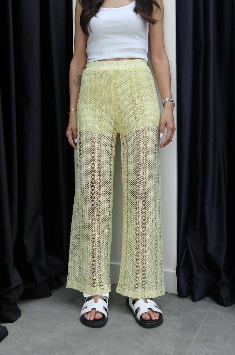Sarı Gela Dantel Pantolon