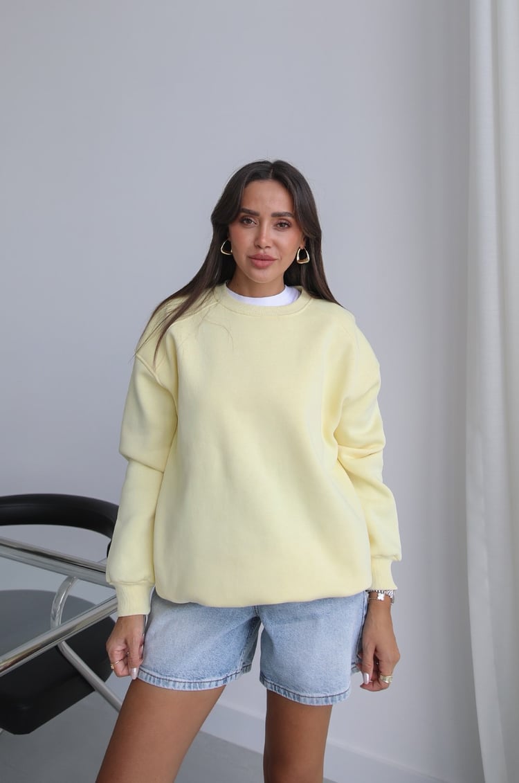 Sarı Orin Bisiklet Yaka Sweatshirt 