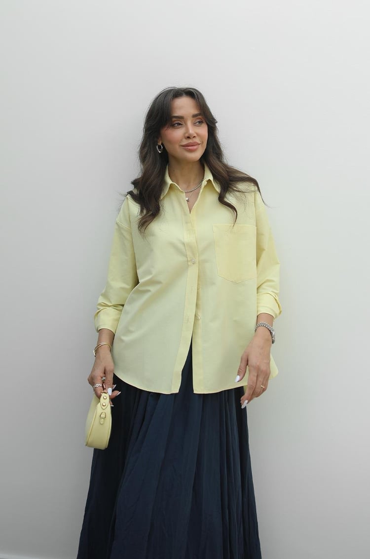 Sarı Tek Cepli Basic Gömlek