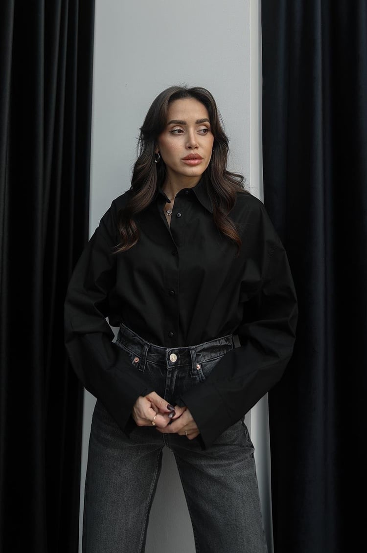 Siyah Oversize Gömlek