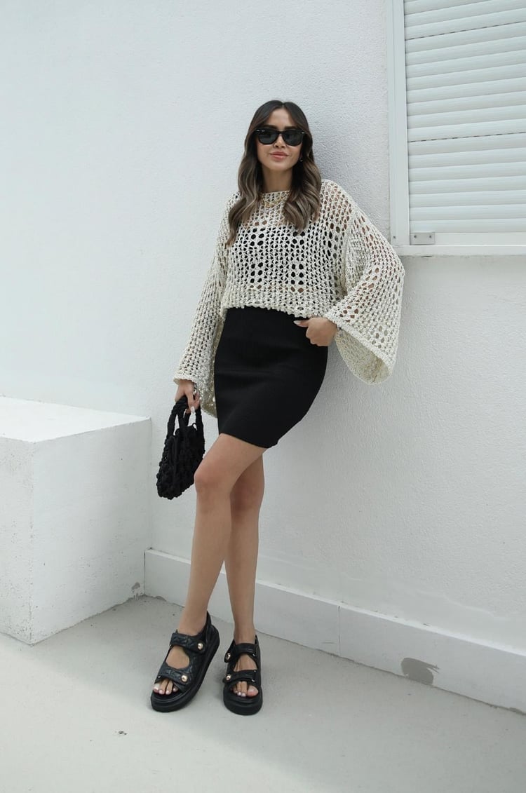 Siyah Triko Basic Etek